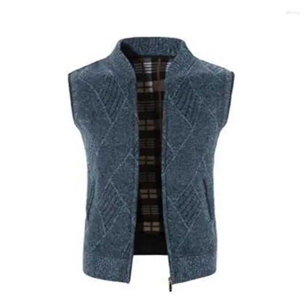 Gilets pour hommes 2023 Automne / Hiver Veste de cheval en peluche épaissie Grand pull-over Slim Fit Cardigan à col montant