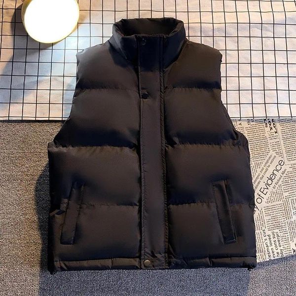 Gilets pour hommes 2023 décontracté sans manches en coton gilet col debout automne hiver mode couleur unie Camisole haut