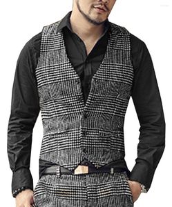Herenvesten 2023 Heren 5 kleuren Casual pak Vest Slim Fit Wool Tweed Custom Made Waatcoat For Wedding Groomsmen Business Mode