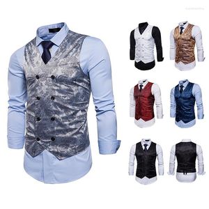 Herenvesten 2023 herenpak Vest slanke fit dubbele breasted elegant Koreaans mode feest trouwjurk formele volwassen vest