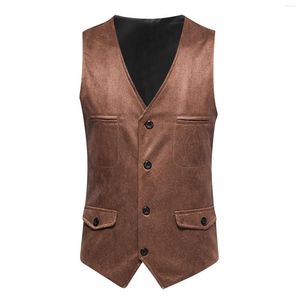 Heren Vesten 2023 Heren Vest Pak Slanke Single Breasted Designer Merk Zakken Mouwloze Formele Jas Tops Mode Mannelijke kleding