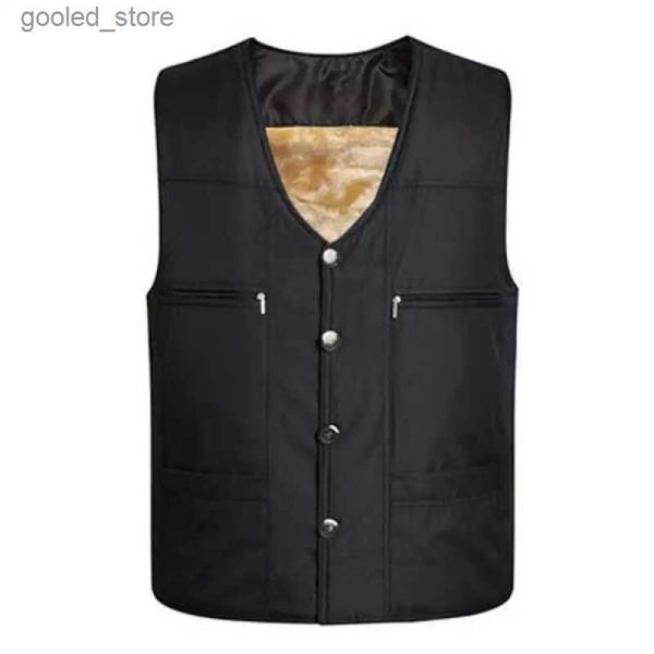 Gilets pour hommes 2023 Gilet polaire noir pour hommes hiver vêtements d'extérieur sans manches chaud doublure polaire gilets grande taille 2XL 3XL 4Xl doux chaud marque vente chaude Q231129