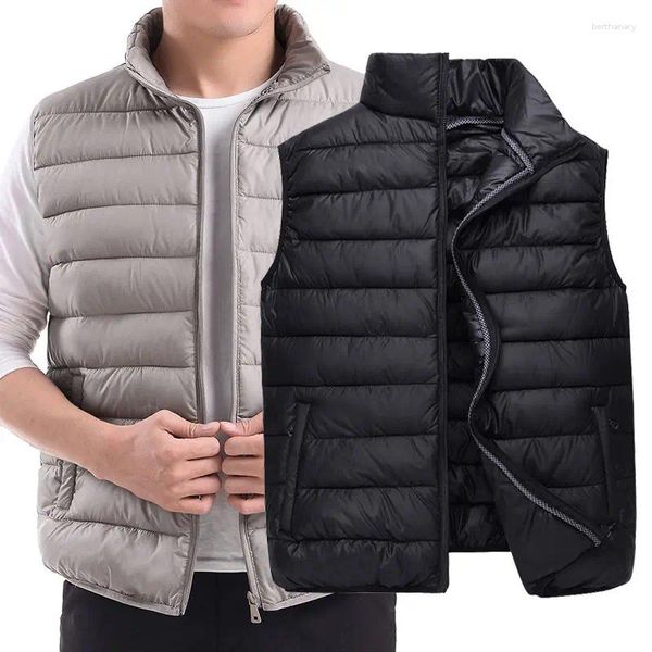 Chalecos para hombres 2023 Hombres Primavera y otoño Chaleco Chaquetas Hombre Stand Collar Ropa Ligero Packable Sólido Sin mangas Abrigos Y41