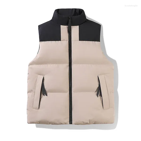 Gilets pour hommes 2023 hommes hiver gilets chauds épaissi col montant gilet surdimensionné vestes bouffantes sans manches manteau à glissière