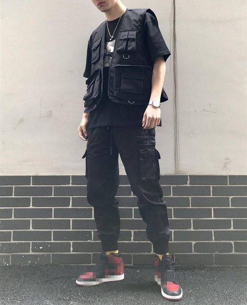 Hommes gilets 2023 militaire multiples poches Cargo Vest Hip Hop hommes papa Core sans manches veste Gilet Streetwear