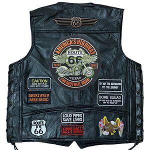 Gilets pour hommes 2023 Veste de moto en cuir Mode brodé sans manches Racing Car Biker Four Seasons Punk pour 230506