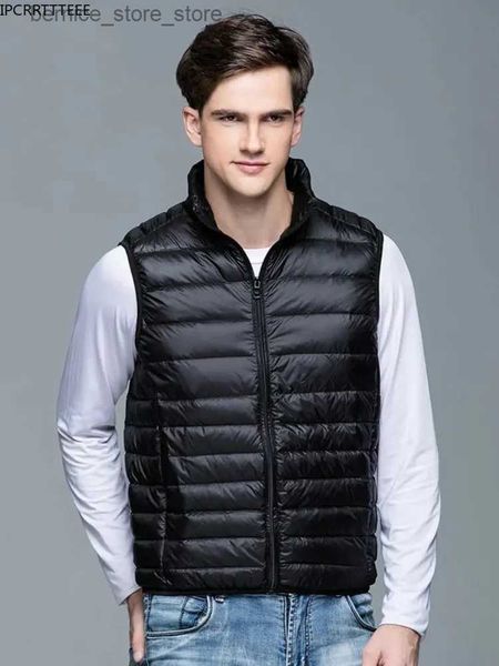 Chalecos para hombres 2023 nuevos hombres primavera otoño abajo chaleco chaquetas ligero empacable puffer abrigos sin mangas Q231211