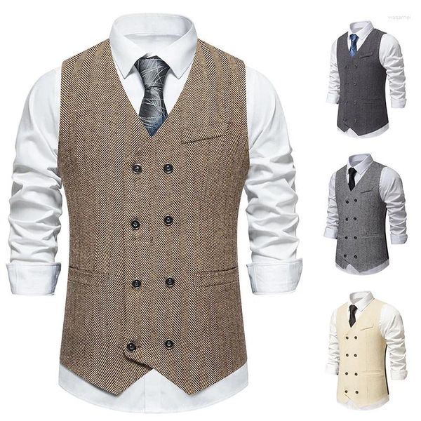 Gilets pour hommes 2023 Gilet simple Style britannique Jeunesse Loisirs Mode Double boutonnage Fit