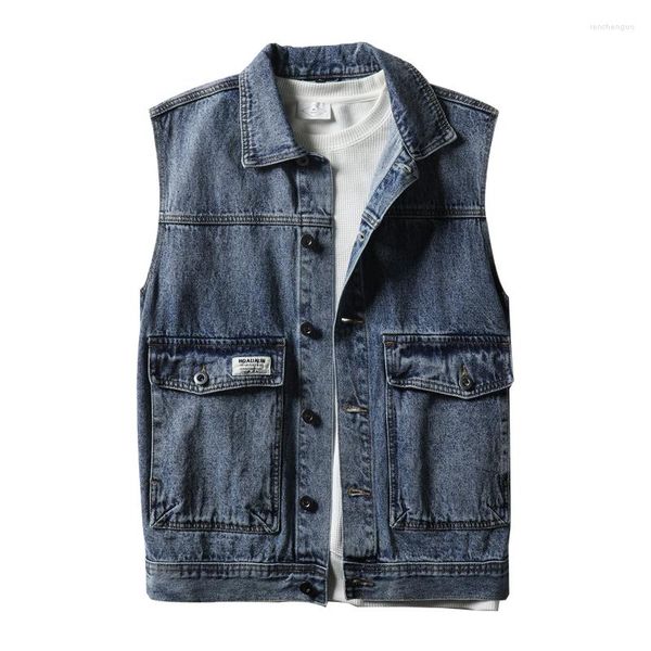 Hommes gilets 2023 printemps et automne Style Denim mode gilet vêtements de travail veste décontractée vêtements grande taille 5XL