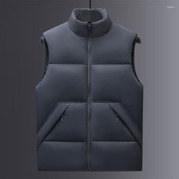 Gilet da uomo 2023 Primavera Autunno Uomo Giacche invernali in cotone Tinta unita Cerniera Cappotti spessi senza maniche Uomo Gilet imbottito caldo Y43