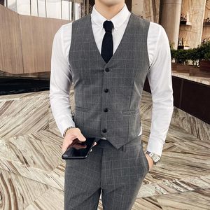 Hommes gilets 2023 Style haute qualité pur coton affaires gilet/homme Slim Fit Plaid loisirs costume gilet/homme Blazers S-4XL