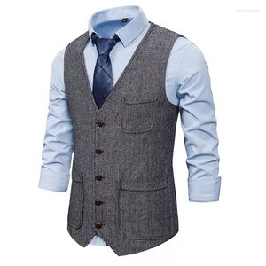 Herenvesten 2023 Vest Men Business Casual Slim Mens Wedding Waistcoat Formele kleding Fashion Mode Single Breasted Suit Tailc
