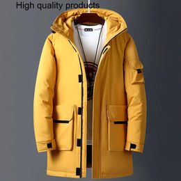 Herenvesten 2023 Winterjassen Heren Witte Eend Warme Capuchon Lange Dons Herfst Casual Top Parka Mannelijke Zwarte Pluizige Jas Beige Geel 231020