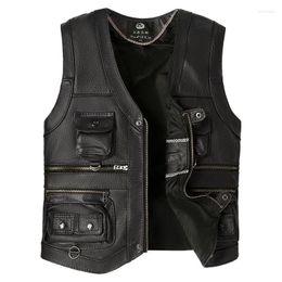 Mannen Vesten 2023 Winter Lederen Vest Rits Vest Mannen Motorfiets Jas Warme Mouwloze Jassen Fluwelen Effen Kleur Top p49