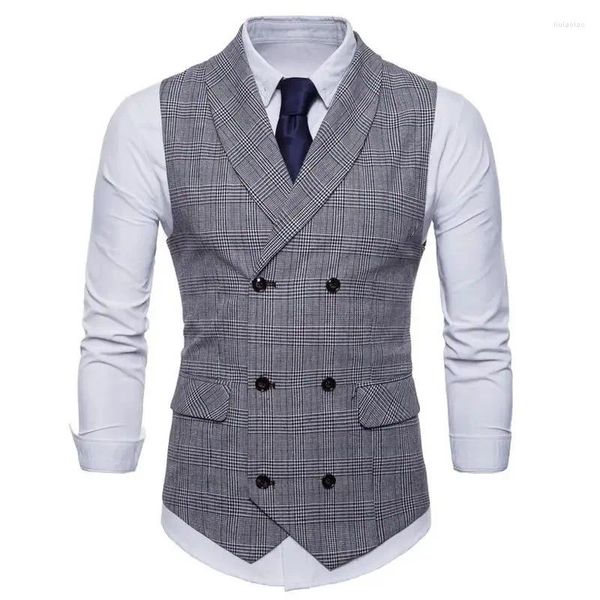 Chalecos para hombres 2024 marca traje chaleco hombres chaqueta sin mangas beige gris marrón vintage tweed moda primavera otoño más tamaño chaleco