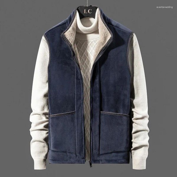 Gilets pour hommes 2024 Mens Winter Vêtements d'extérieur Polaire Doublé Gilet Chaud Casual Sherpa Veste matelassée