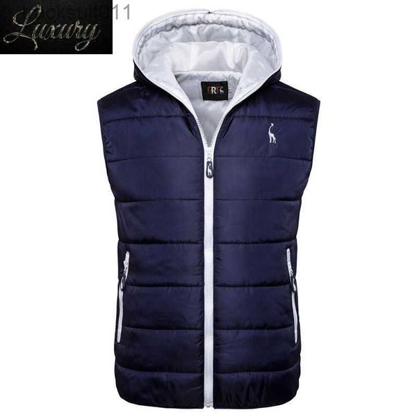 Gilets pour hommes 2024 Nouvelle marque Giraffe Veste d'hiver Hommes Sweat à capuche Gilet Zipper S Sans manches Casual Gilet L230925