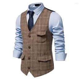 Gilets pour hommes 2024 Gilet de costume rétro Tweed Kaji Style britannique