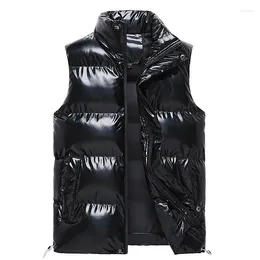 Gilets pour hommes 2024 Veste sans manches Mode Gilet brillant Hiver Poches chaudes Coton Vestes rembourrées Mâle Blanc Noir Automne Gilet 5XL