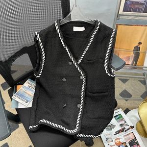 Heren Vesten 2024 Lente Herfst Retro Mode Losse Mouwloze Jassen Mannelijke V-hals Vest Vest Dames Effen Kleur Vest D755