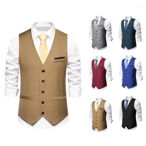 Herenvesten 2024 Zomermode Europees Code Men Leisure Suit Vest Vest Solid Color Solid Color Youth Slim Fit Casual Cardigan