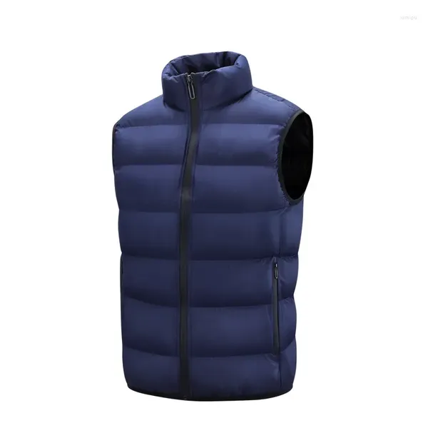 Gilets pour hommes 2024 Manteau de col debout chaud en coton Automne et hiver Loisirs Slim Fit Grand gilet