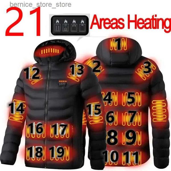 Chalecos para hombres 21 áreas Chaqueta con calefacción Chaleco cálido para mujer USB Chaqueta con calefacción para hombres Chalecos con calefacción Abrigo Caza Senderismo Camping Otoño Invierno Masculino Q231208