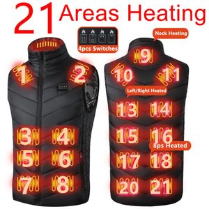 Gilets pour hommes 21 zones gilet chauffant hommes veste hiver femmes électrique USB chauffage tactique homme thermique corps plus chaud manteau 6XL 231218