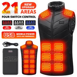 Herenvesten 21 gebieden Zelfverwarmend vest Verwarmingsjack voor heren Thermisch Dames USB-verwarmd vest Warme kleding Vissen Kamperen Wasbaar Winter 5V 230922