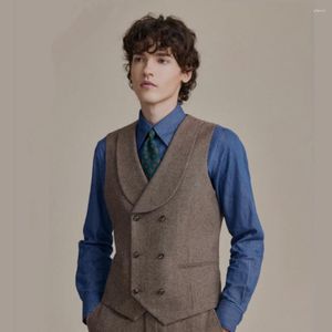 Herenvesten 23 jaar Vest Wool Herringbandpatroon Slim Fashion Business Casual Double-Breasted Rapel Suit jas
