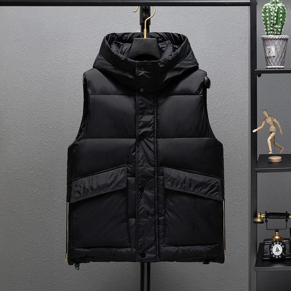 Gilets pour hommes 3631 Noir Vert Gilet à capuche Manteau Hommes Slim Zipper Veste sans manches Chaud Bodywarmer Poches Gilet 230919