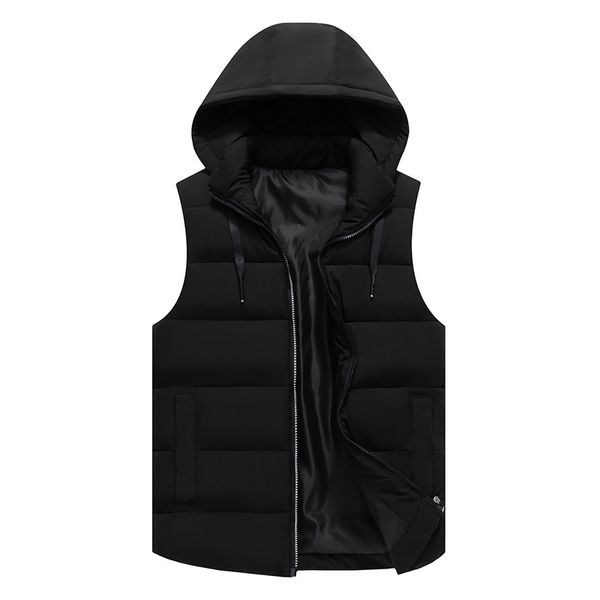 Hommes Gilets 3676 Noir Blanc Bleu Rouge À Capuche Gilet Gilet Hommes Zipper Mince Chaud Vers Le Bas Gilet Épais Style Coréen Survêtement Sans Manches Veste 221202