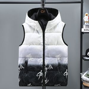 Hommes Gilets 3689 Imprimé Gilet Manteau Hommes Épais Chaud À Capuche Gilet Gilet Sans Manches Veste Fermeture Éclair Mince Style Chinois Vers Le Bas Gilet Survêtement 221202