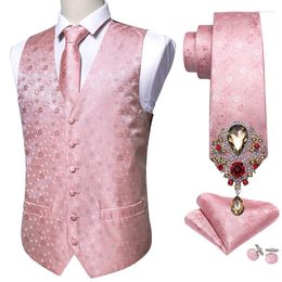 Gilet pour hommes 5pcs Designer pour hommes costume de mariage ventre rose paisley jacquard folral en soie de gilet