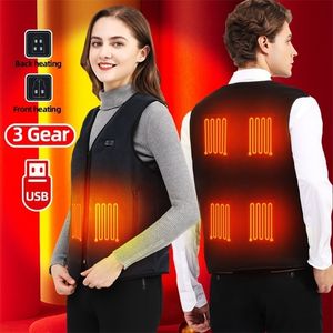 Gilets pour hommes 6 zones chauffantes pour hommes femmes veste électrique extérieur Usb lavable sous chauffage polaire vêtements 221008