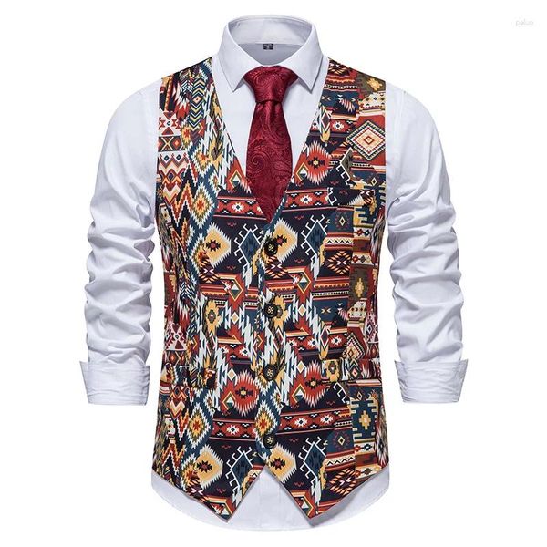 Gilets pour hommes Africain Dashiki Robe Gilet Hommes 2024 Marque Paisley Imprimé Floral Gilet Mariage Bal Fête Mâle Chaleco Hombre