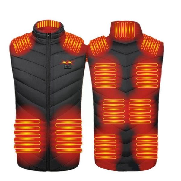 Gilets pour hommes 11 veste chauffante hiver chaud USB gilet Thermostat vêtements à capuche Smart 5XL rembourré étanche H V4P6