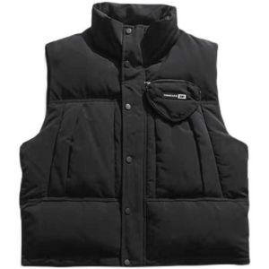 Gilets pour hommes Mode américaine en trois dimensions petite poche col montant, portant un manteau de gilet de sport de loisirs pour hommes et femmes en coton tendance à l'épaule