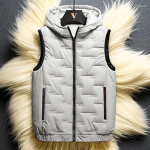 Gilets pour hommes Arrivée surdimensionnée à capuche vers le bas rembourré gilet plus taille épaissie hiver chaud veste sans manches