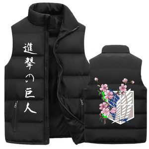 Herenvesten vallen aan op Titan Winter Down Jacket Casual Anime Mouwess Vest Coats Women Cotton Waistcoat 221122
