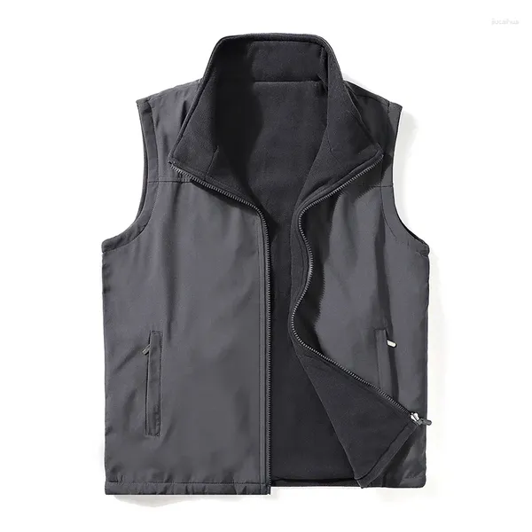 Gilets pour hommes Automne 2024 Veste sans manches en plein air Gilet pour hommes Double face Porter des hommes Doux Chaud Gilet Polaire Vestes Mâle Grande Taille 8XL