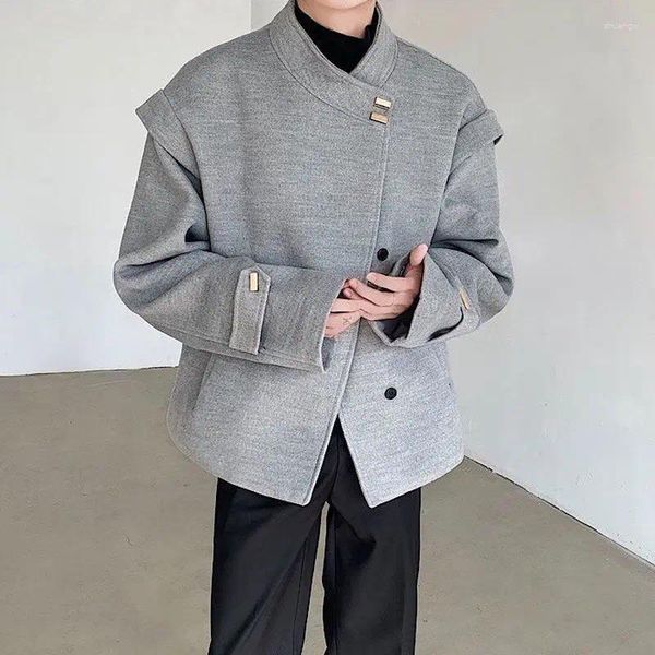Gilets pour hommes automne et hiver veste à col en laine épaissie chinoise style national rétro manteau de niche à patte inclinée