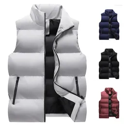 Gilets pour hommes automne et hiver vers le bas coton gilet mode européenne américaine décontracté grand col debout manteau chaud