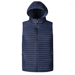 Gilets pour hommes automne et hiver gilet européen américain décontracté détachable à capuche léger chaud