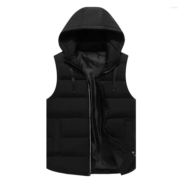 Gilets pour hommes automne et hiver gilet en coton épais à capuche de couleur unie minimaliste