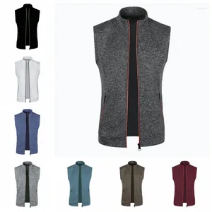 Gilets pour hommes automne et hiver gilet à glissière mince polaire tricot mince cardigan hommes pull sans manches à capuche poche s-xxxl