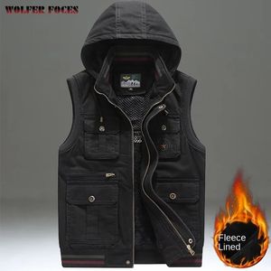 Gilets pour hommes automne vêtements couleur unie décontracté gilet ample Multi sac vêtements de travail mode Camping tactique sport manteau 231018