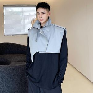 Herenvesten herfst Koreaanse stijl unieke onregelmatige zoom vest mannen casual losse eenvoudige willekeurige korte sectie vest voor menmen's