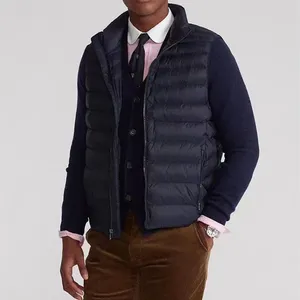 Herenvesten Herfst Mannen Rits Klein Paard Eend Donsjack Mannelijke Casual Mouwloos Vest Met Capuchon Borduren Top met Lange Mouwen