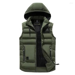 Gilets pour hommes automne gilet hiver vers le bas veste sans manches décontractée épaissie chaleur colete manteau chapeau détachable